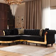 Sectional made with velvet fabric in black main photo
