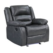 Manual reclining chair made with faux leather in gray main photo