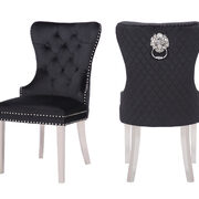 Black velvet upholstery/ silver stainless steel legs dining chair main photo