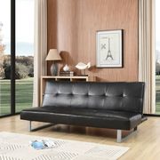 Black faux leather sofa bed main photo