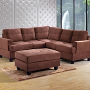 Chocolate microfiber sectional sofa w/ modern flare main photo