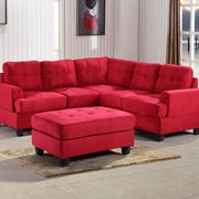 Red microfiber sectional sofa w/ modern flare main photo