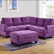 Purple microfiber sectional sofa w/ modern flare main photo