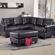 Black leather sectional sofa w/ modern flare main photo