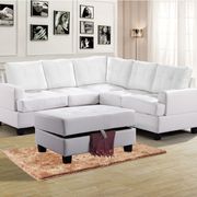 White leather sectional sofa w/ modern flare main photo
