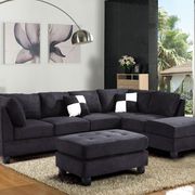 Black microfiber reversible sectional sofa main photo