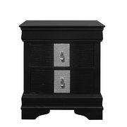 Black casual style nightstand  w/ silver inserts main photo