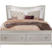 Glam style champagne finish contemporary king bed main photo