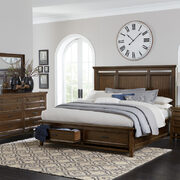 Brown cherry finish classic styling queen platform bed with footboard storage main photo