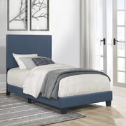 Blue fabric upholstery twin bed main photo