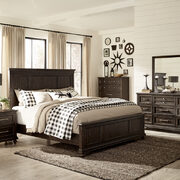 Driftwood charcoal finish solid transitional styling queen bed main photo