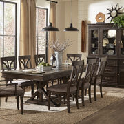 Driftwood charcoal finish separate extension leaves dining table