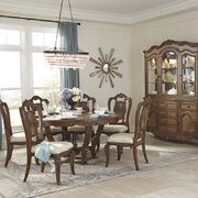 Pecan finish round dining table