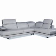 Gray trim Italian top grain leather sectional sofa main photo
