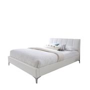 White upholstered platform king bed main photo