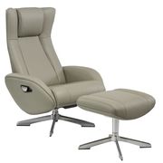 Recliner leisure lounger chair + ottoman set in gray main photo