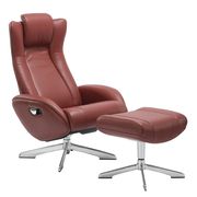 Recliner leisure lounger chair + ottoman set in red main photo
