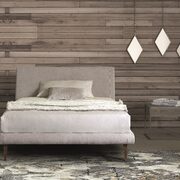 Modern taupe fabric designer bed in minimalistic design main photo