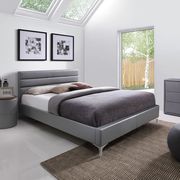 Modern gray eco-leather platform bed main photo