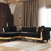 Velvet fabric in black sectional with gold stainless steel main photo