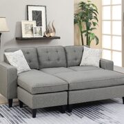 Light gray tufted polyfiber reversible 3-pc sectional sofa set main photo