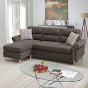Tan color polyfiber reversible sectional sofa main photo