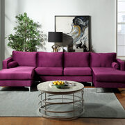 U-shape upholstered couch with modern elegant purple velvet sectional sofa main photo
