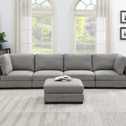 Gray modular sofa customizable and reconfigurable deep seating with removable ottoman main photo