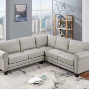 Light gray pu midcentury sectional corner sofa l-shape couch main photo