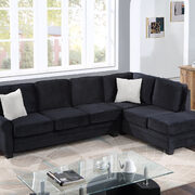 Black linen upholstered reversible sectional sofa with scrolled arm main photo
