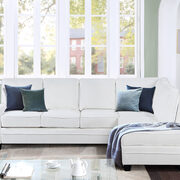 White linen upholstered reversible sectional sofa with scrolled arm main photo