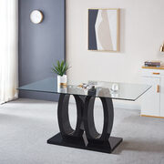 Modern design wood dining table with black finish and clear glass top for 6 people main photo