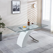 Rectangular glass top modern design dining table in white main photo