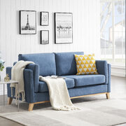 Modern and comfortable blue chenille fabric loveseat main photo