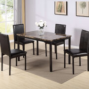 5 piece metal dinette set with faux marble top table and black finish 4 chairs main photo