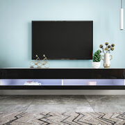 Wall mounted floating 80 TV stand with 20 color leds black main photo