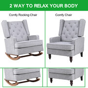 Comfortable rocking chair accent chair with light gray fabric main photo