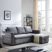 Gray velvet sectional sofa with pulled out bed main photo