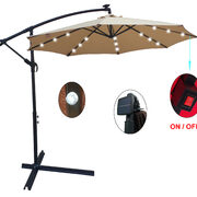 Tan 10 ft outdoor patio umbrella solar powered led lighted sun shade market waterproof 8 ribs umbrella