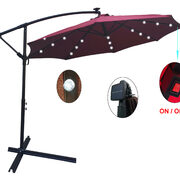 Burgundy 10 ft outdoor patio umbrella solar powered led lighted sun shade market waterproof 8 ribs umbrella