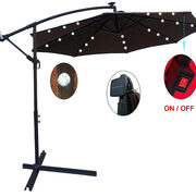 Chocolate 10 ft outdoor patio umbrella solar powered led lighted sun shade market waterproof 8 ribs umbrella