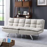 Beige fabric relax futon sofa bed with metal chrome legs main photo