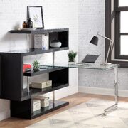 Clear glass top and black/ chrome finish writing desk with shelf main photo