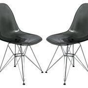 Transparent black plastic seat and chrome base dining chair/ set of 2 main photo