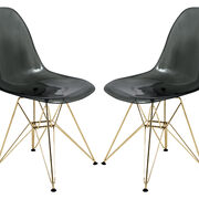 Transparent black plastic seat and chrome legs dining chair/ set of 2 main photo