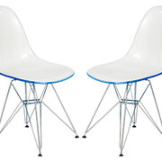 White blue plastic seat and chrome base dining chair/ set of 2 main photo