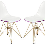 White purple plastic seat and chrome legs dining chair/ set of 2 main photo