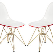 White red plastic seat and chrome legs dining chair/ set of 2 main photo