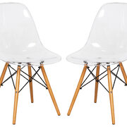 Clear plastic and wood base dining chair/ set of 2 main photo