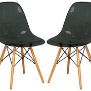 Transparent black plastic and wood base dining chair/ set of 2 main photo